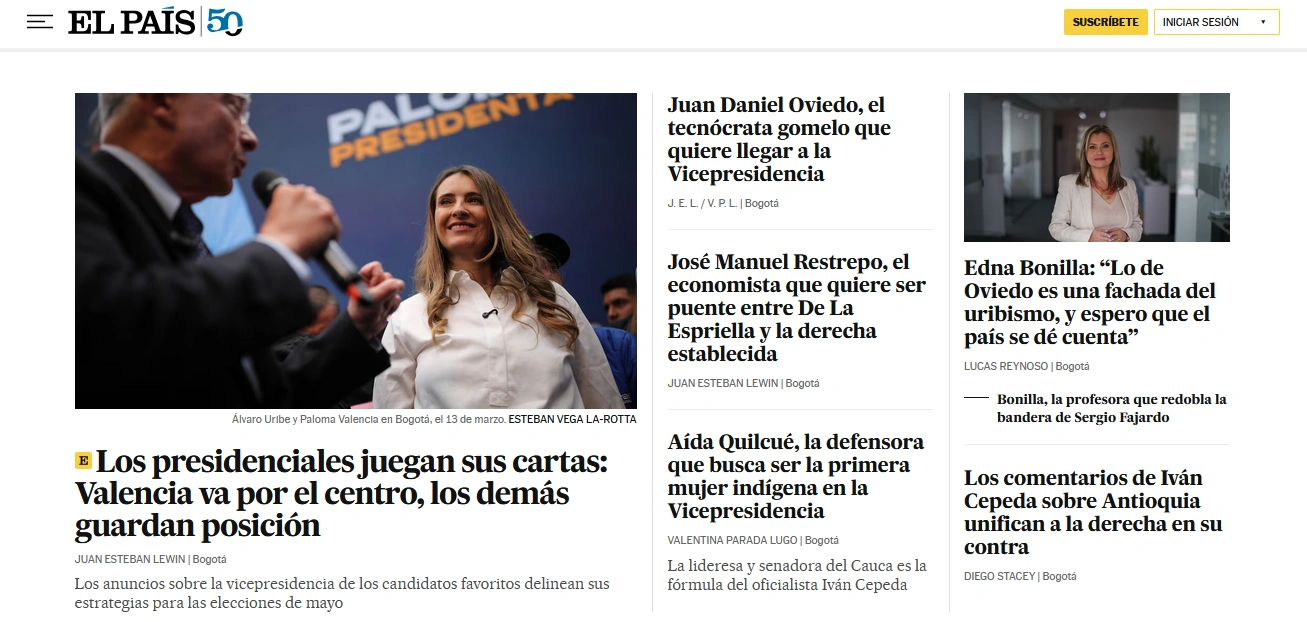 El País Spanish newspaper website