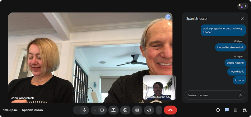 John Winarchick and Janine Winarchick taking private Spanish lessons online